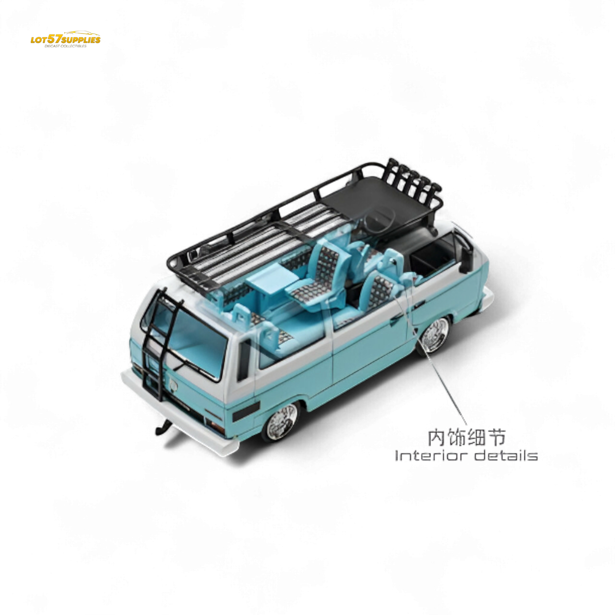 Mortal VW T3 Lowrider Van - Tiff Blue + White Double Color 1:64