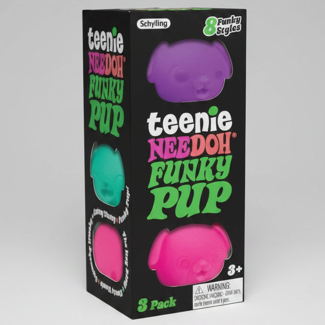 Schylling Nee-Doh Teenie Funky Pups: 3-Pack (includes Purple, Blue, Pink) Main image