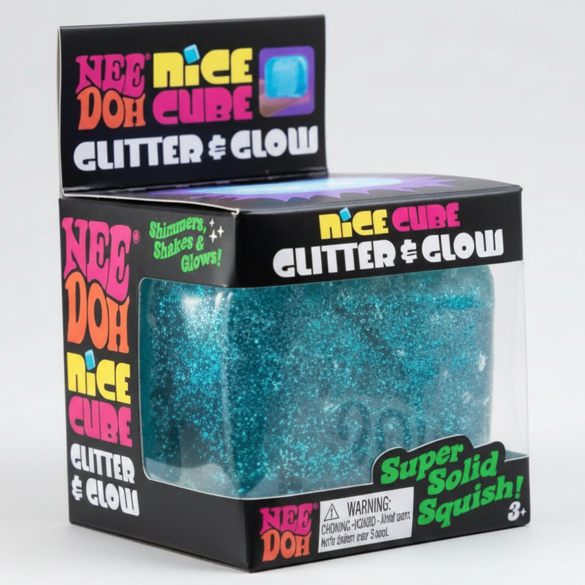 Schylling Nee-Doh Glitter and Glow Nice Cube: Blue Cube Main image