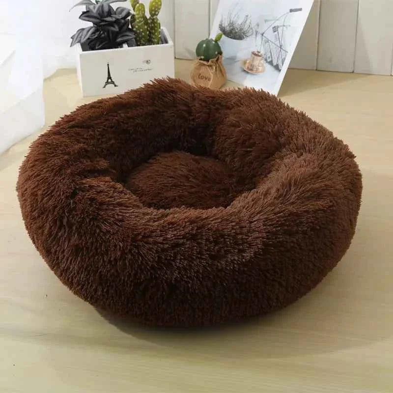 Round pet bed for anxious pets - Plush and calming
