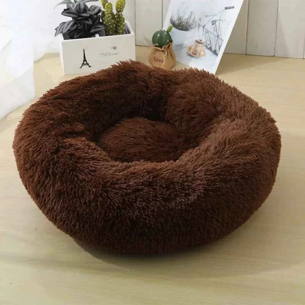 Round pet bed for anxious pets - Plush and calming