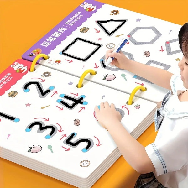 Reusable Kids’ Writing & Drawing Workbook Set with Erasable Pen