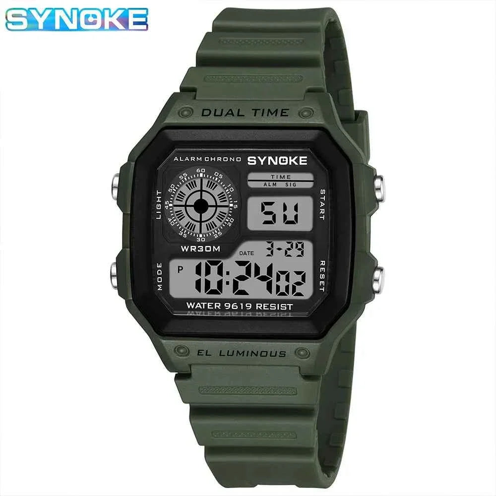 SYNOKE Digital Watches Men Sports Luminous Multifunction Waterproof Chrono Wristwatch Outdoor and Running Student Seven Light
