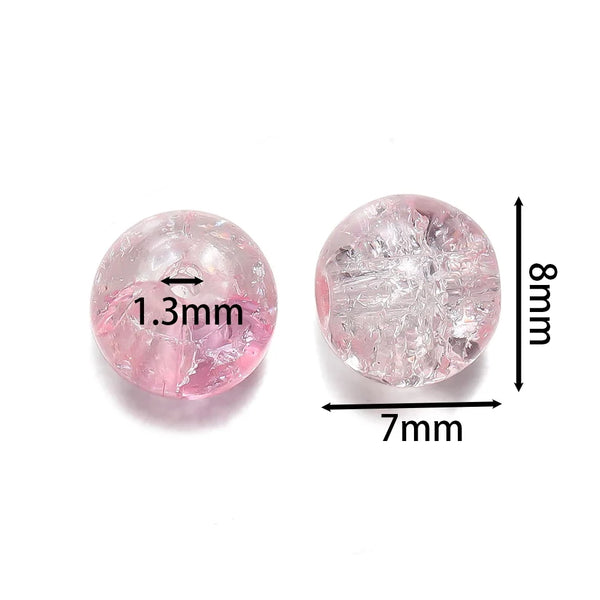 50/100pcs 8mm Glass Crackle Beads Loose Spacer Beads for Jewelry Making DIY Handmade Earrings Bracelets Necklace Accessories