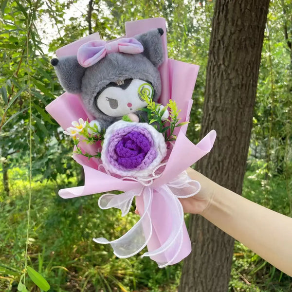 Cartoon My Melody Kuromi Cinnamoroll Kt Cat Plush Doll Creative Flower Bouquet Valentine Christmas Graduation Birthday Gift