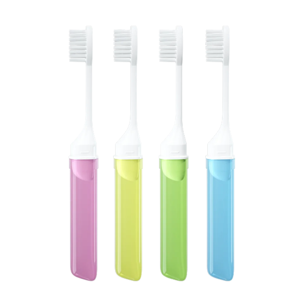 Mini Travel Toothbrush Foldable Portable Small Dental Brush Folding Traveling Adult Toothbrush in Transparent Candy Colors