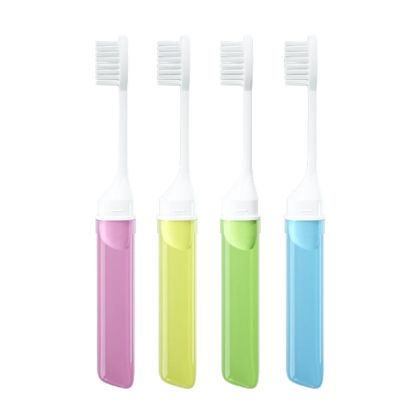 Mini Travel Toothbrush Foldable Portable Small Dental Brush Folding Traveling Adult Toothbrush in Transparent Candy Colors