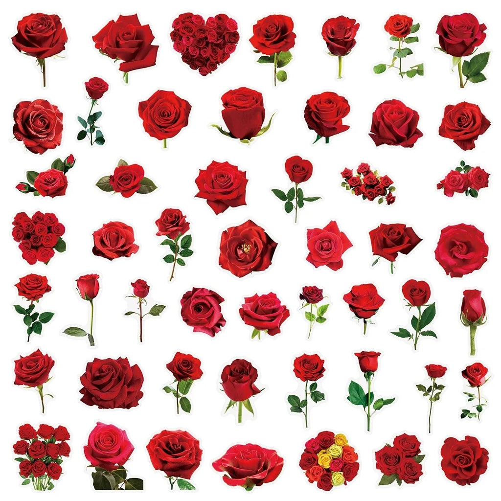 50/200PCS Transparent PET Flower Plant Material Stickers Handbooks Tablets Phone Water Cups Decor Stationary Notebook Stickers