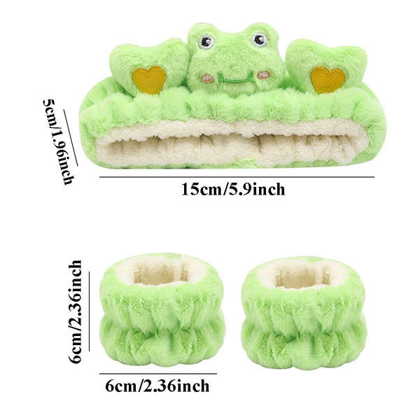 3Pcs Set Makeup Headband Wristband Set Cute Animal Face Wash Cleaning Spa Hairhand for Women