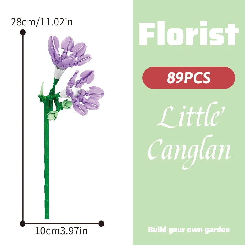 Building block bouquet simulation of flowers female gift assembly,small particle building block children's assembly toy