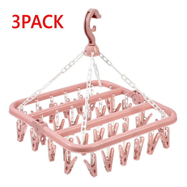 Foldable Drip Hanger with 32 Clips – Plastic Clothes Drying Rack