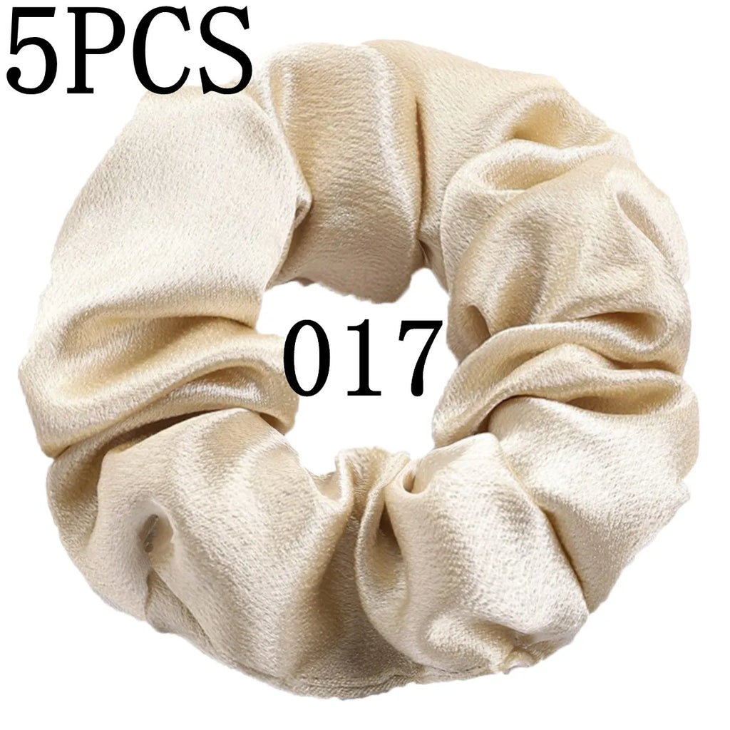 10/5 Pcs Satin Hair Scrunchies Set for Women & Girls – Soft Silk Elastic Hair Bands | Elegant Solid Color Ponytail Holders & Headwear Accessories