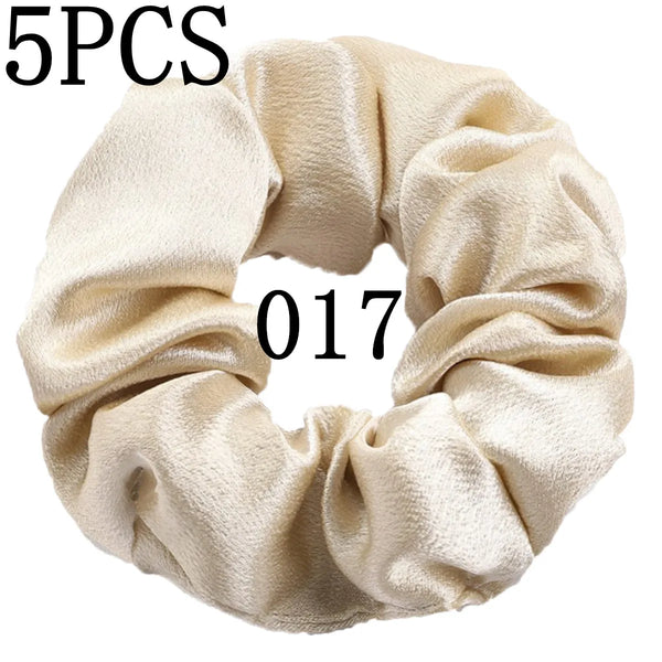 10/5 Pcs Satin Hair Scrunchies Set for Women & Girls – Soft Silk Elastic Hair Bands | Elegant Solid Color Ponytail Holders & Headwear Accessories