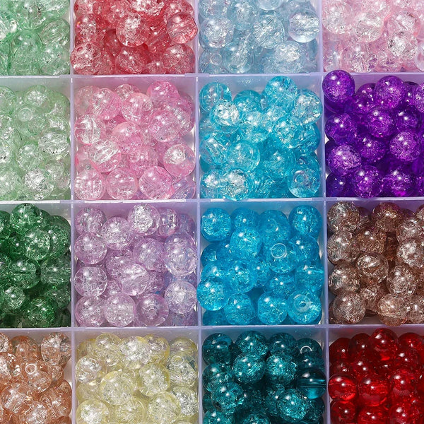 50/100pcs 8mm Glass Crackle Beads Loose Spacer Beads for Jewelry Making DIY Handmade Earrings Bracelets Necklace Accessories