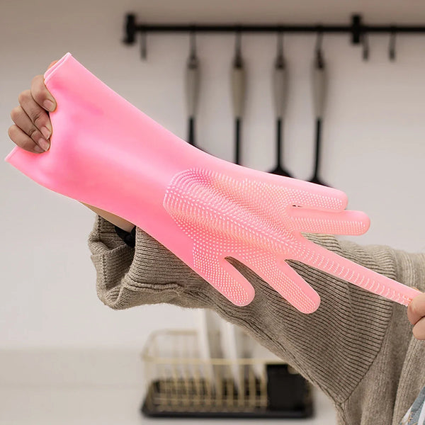 Dishwashing Cleanner Sponge Silicon Hair Removal Glove