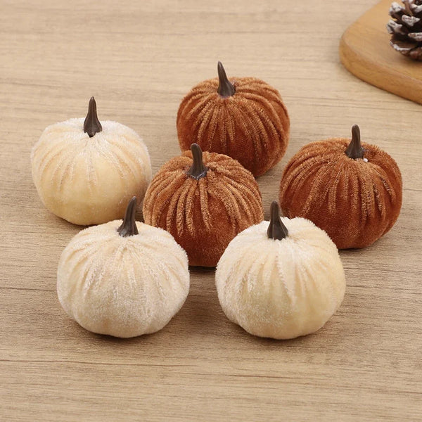 8/12pcs Artificial Flannel Pumpkins for Autumn Fall Thanksgiving Halloween Party Table Decoration Home DIY Craft Wreath Gifts