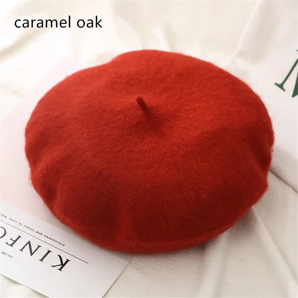Autumn Winter Felt Beret Hats Women Fashion French Painter Hat Girls Trendy Solid Color Berets Ladies Multicolored Flat Cap