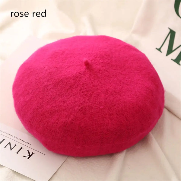 Autumn Winter Felt Beret Hats Women Fashion French Painter Hat Girls Trendy Solid Color Berets Ladies Multicolored Flat Cap