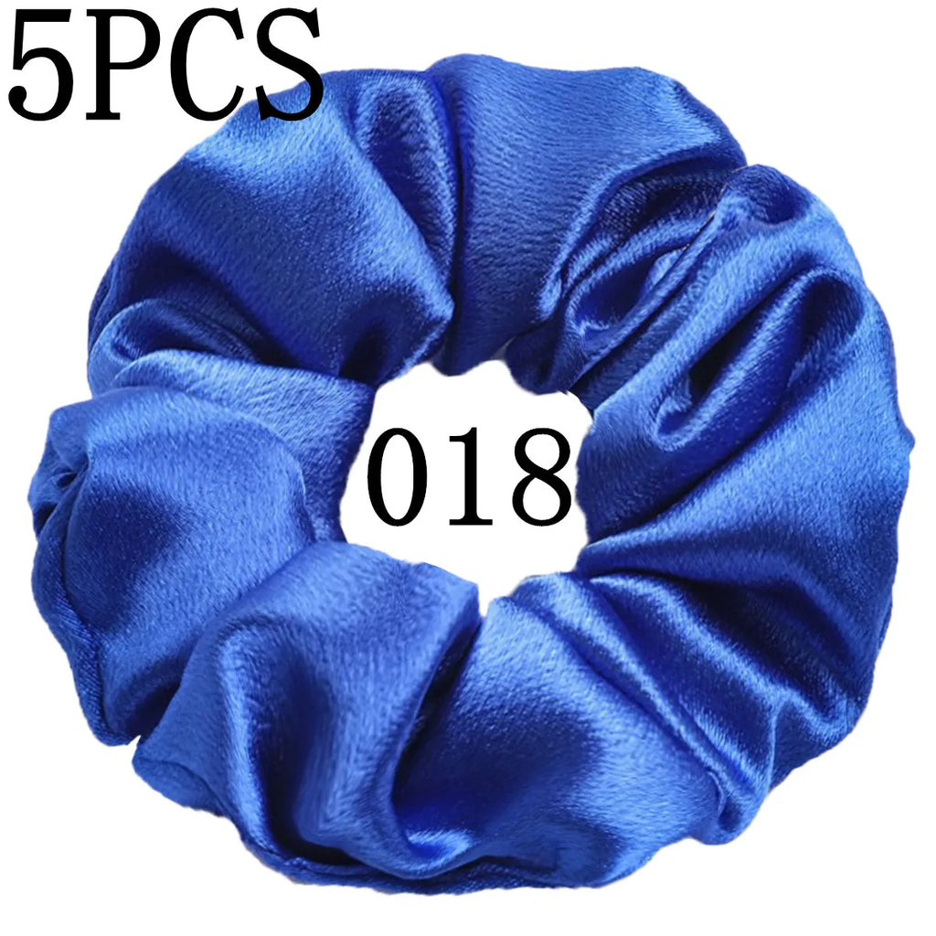 10/5 Pcs Satin Hair Scrunchies Set for Women & Girls – Soft Silk Elastic Hair Bands | Elegant Solid Color Ponytail Holders & Headwear Accessories