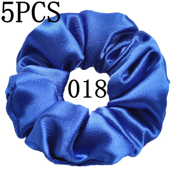 10/5 Pcs Satin Hair Scrunchies Set for Women & Girls – Soft Silk Elastic Hair Bands | Elegant Solid Color Ponytail Holders & Headwear Accessories