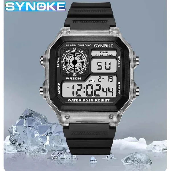 SYNOKE Digital Watches Men Sports Luminous Multifunction Waterproof Chrono Wristwatch Outdoor and Running Student Seven Light