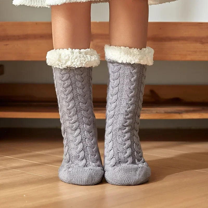 Womens Fuzzy Thermal Sock Plush Grip Hemp Winter Soft Female Home Indoor Warm Bedroom Non slip fluffy Thick Slipper Floor Sock
