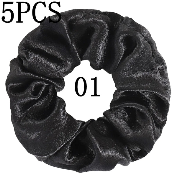 10/5 Pcs Satin Hair Scrunchies Set for Women & Girls – Soft Silk Elastic Hair Bands | Elegant Solid Color Ponytail Holders & Headwear Accessories