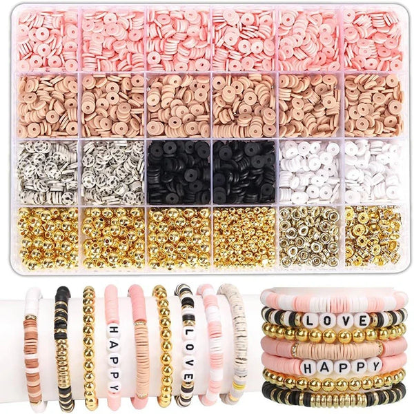 DIY Clay Beads Bracelet Making Kit – Friendship Golden Letter Beads for Jewelry Making, Gifts for Women & Teens