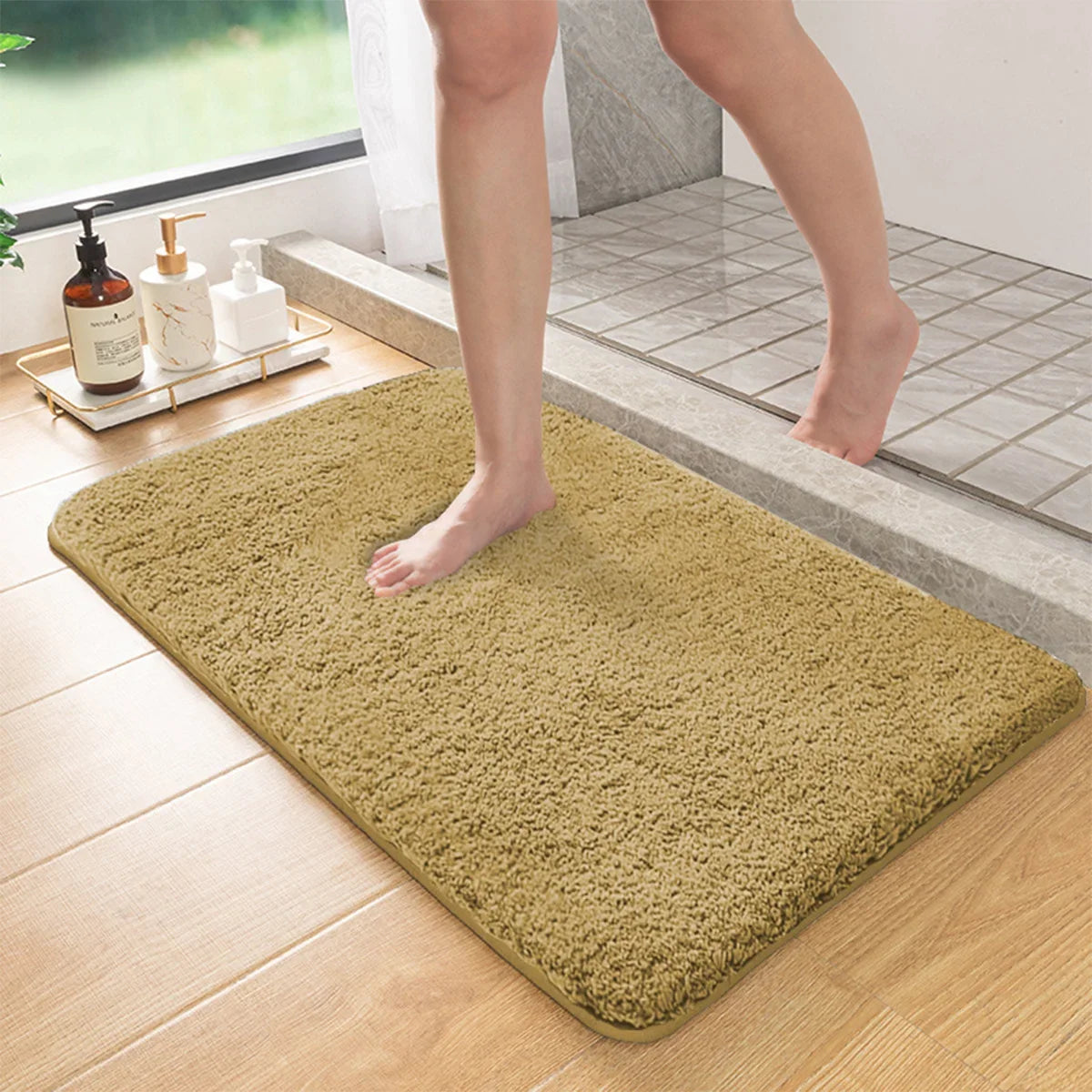 Long Hair Absorbent Bathroom Mat – Furry Non-Slip Shower, Toilet & Entrance Foot Wiping Rug