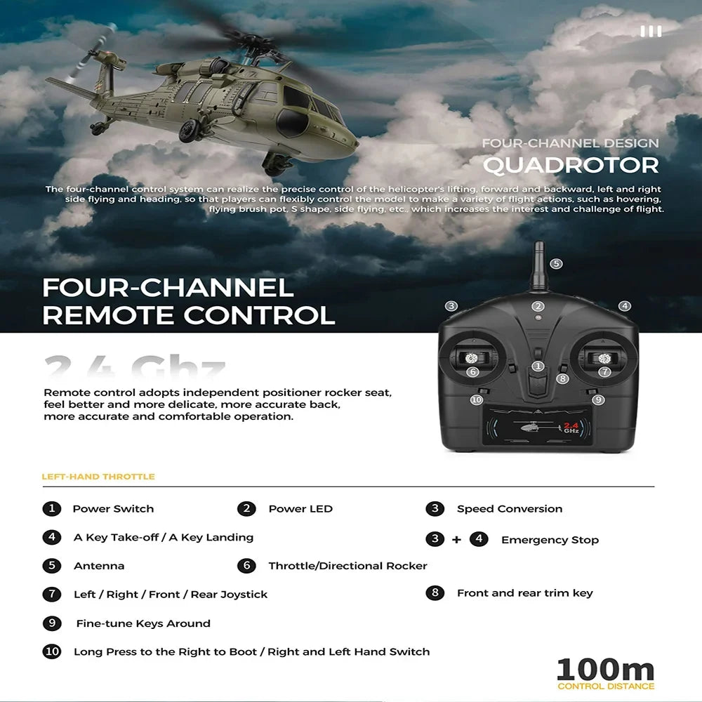 WLtoys K170 RC Helicopter 2.4G 6-Aixs Gyroscope 4CH Altitude Hold Optical Flow Remote Control Helicopter Toys for Children