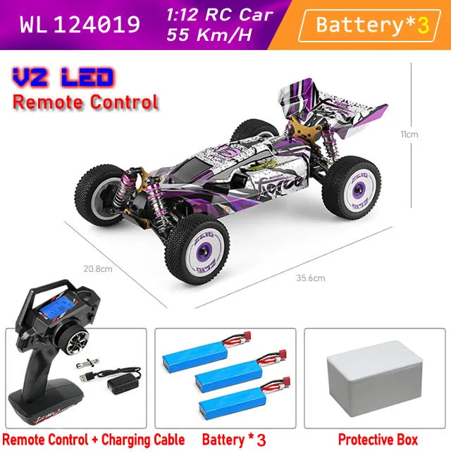 WLtoys 124016 V8 124019 Pro 1:12 4WD RC Racing Car High-Speed Brushless Motor Off-Road Remote Control Drift Climbing Kids Toys