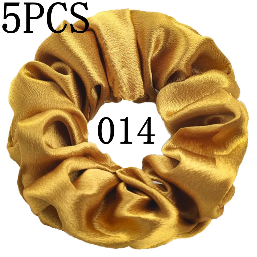 10/5 Pcs Satin Hair Scrunchies Set for Women & Girls – Soft Silk Elastic Hair Bands | Elegant Solid Color Ponytail Holders & Headwear Accessories