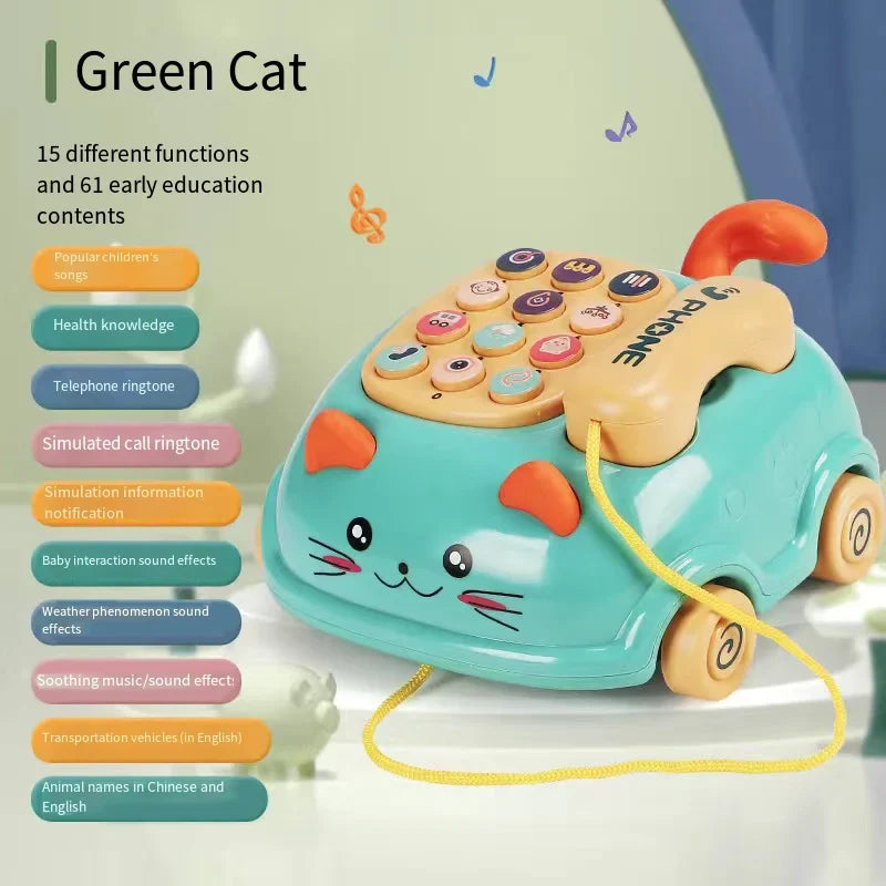 Baby Storyteller Electric Toy Children's Educational Early Learning Simulated Telephone Car Model with Light Music