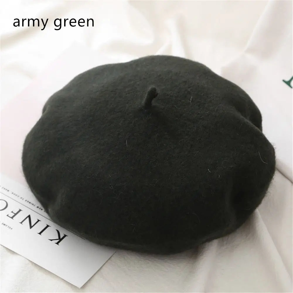 Autumn Winter Felt Beret Hats Women Fashion French Painter Hat Girls Trendy Solid Color Berets Ladies Multicolored Flat Cap