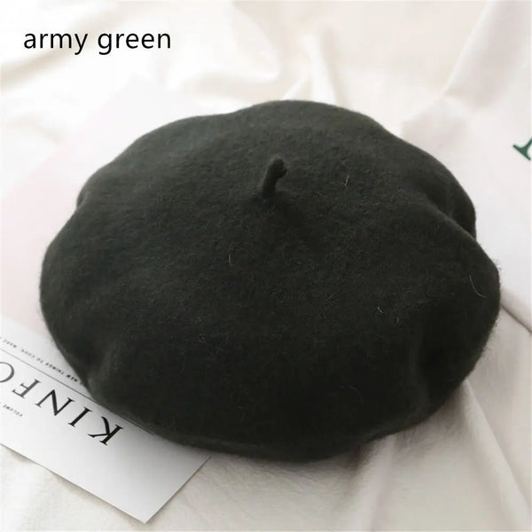 Autumn Winter Felt Beret Hats Women Fashion French Painter Hat Girls Trendy Solid Color Berets Ladies Multicolored Flat Cap