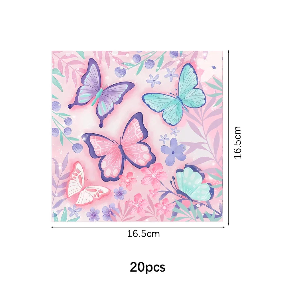 Butterfly Fairy Birthday Party Tableware Set – Pink Disposable Plates, Cups, Napkins & Tablecloth | Girls Party Decorations & Supplies