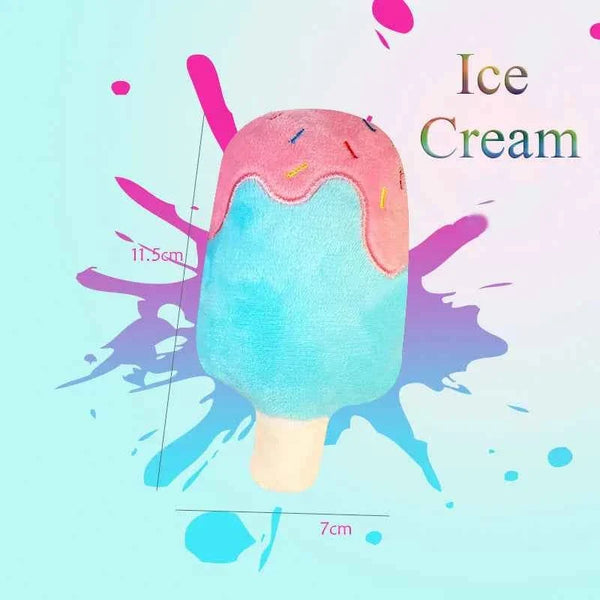 Squeaky Ice Cream, Fries & Hamburger Plush Toy Set