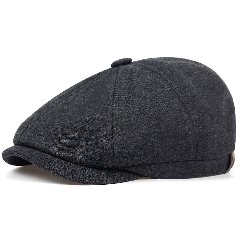 Retro Men’s Newsboy Cap – Classic Herringbone Octagonal Hat, British Style Flat Cap for Autumn & Winter, Vintage Painter Beret
