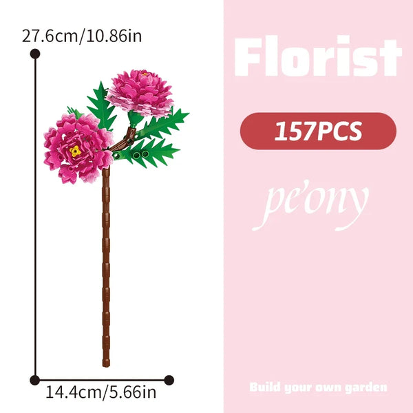 Building block bouquet simulation of flowers female gift assembly,small particle building block children's assembly toy
