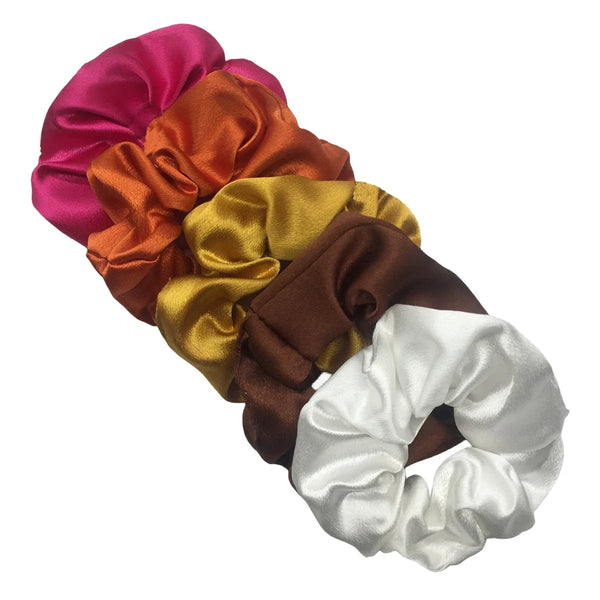 10/5 Pcs Satin Hair Scrunchies Set for Women & Girls – Soft Silk Elastic Hair Bands | Elegant Solid Color Ponytail Holders & Headwear Accessories