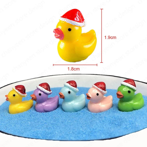 50Pcs Christmas Mini Duck Figurine Animal Ornaments Crafts Gift for Desk Pot Landscape Garden Car Home Decoration Accessories