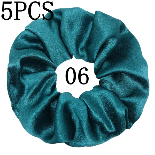 10/5 Pcs Satin Hair Scrunchies Set for Women & Girls – Soft Silk Elastic Hair Bands | Elegant Solid Color Ponytail Holders & Headwear Accessories