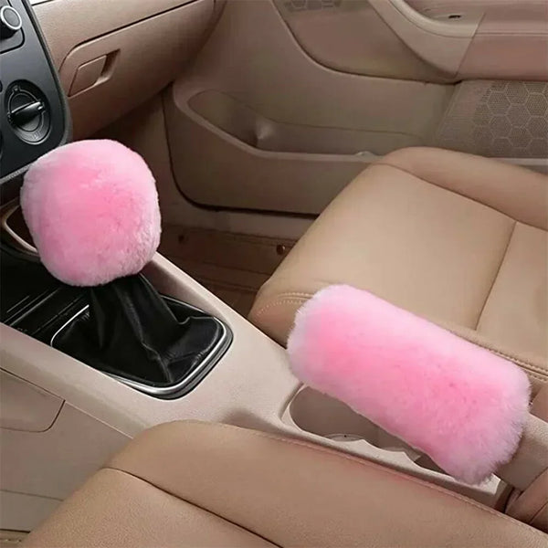 3pcs/Set Fur Fluffy Thick Auto Car Steering Wheel Plush Cover Soft Wool Winter Pink,Blue,Purple,Black For 38cm Steering Wheel