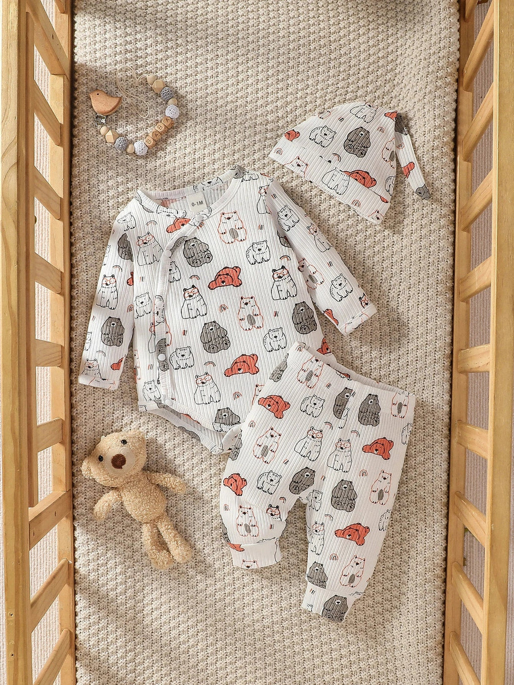 Baby Boys Newborn Soft Long Sleeve Open Stitch 2pcs Pantsuits Casual Daily For Autumn +Hat