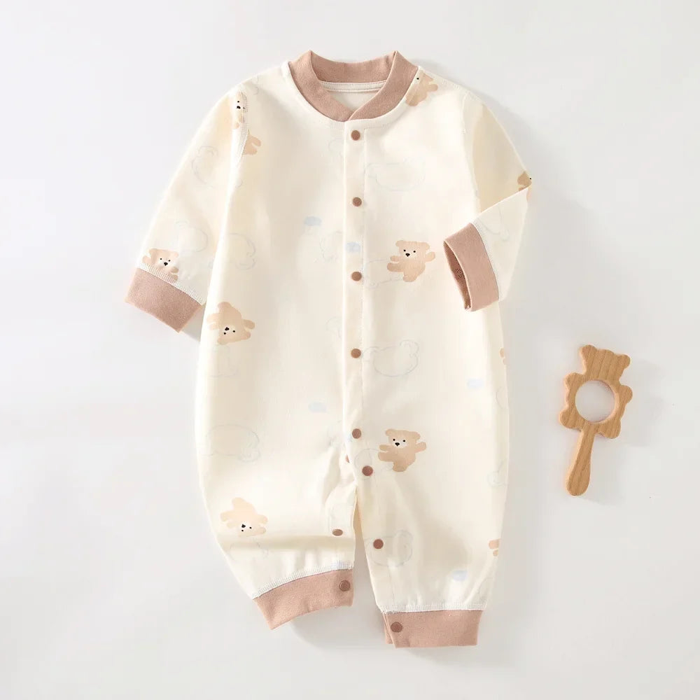 Bodysuit & One Pieces for Boys Girls Newborn Rompers Solid Color 100 Cotton 0-24M Long Sleeve Loungewear Outfit Thin Cute Design