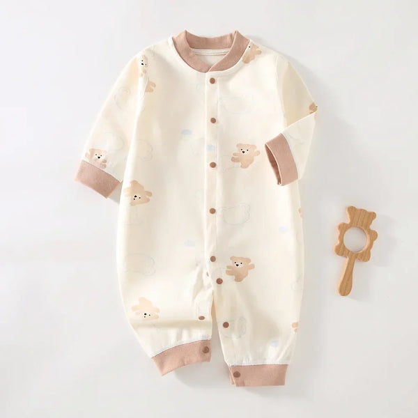 Bodysuit & One Pieces for Boys Girls Newborn Rompers Solid Color 100 Cotton 0-24M Long Sleeve Loungewear Outfit Thin Cute Design