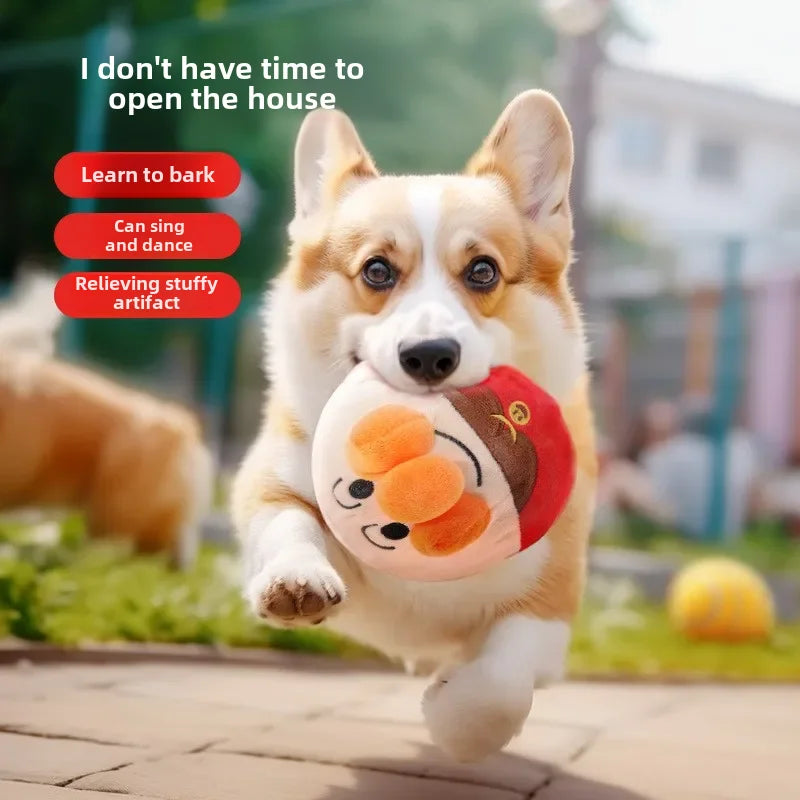 Interactive Plush Jumping Ball Dog Toy – USB Rechargeable Electric Clown Toy with Music