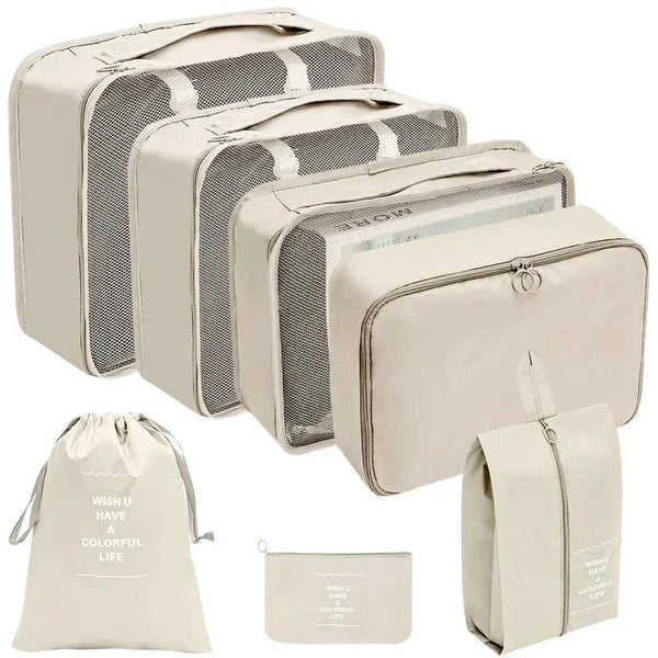 7/8/9/10-Pcs Travel Organizer Packing Cubes Set – Portable Luggage Storage Bags for Clothes, Shoes & Accessories