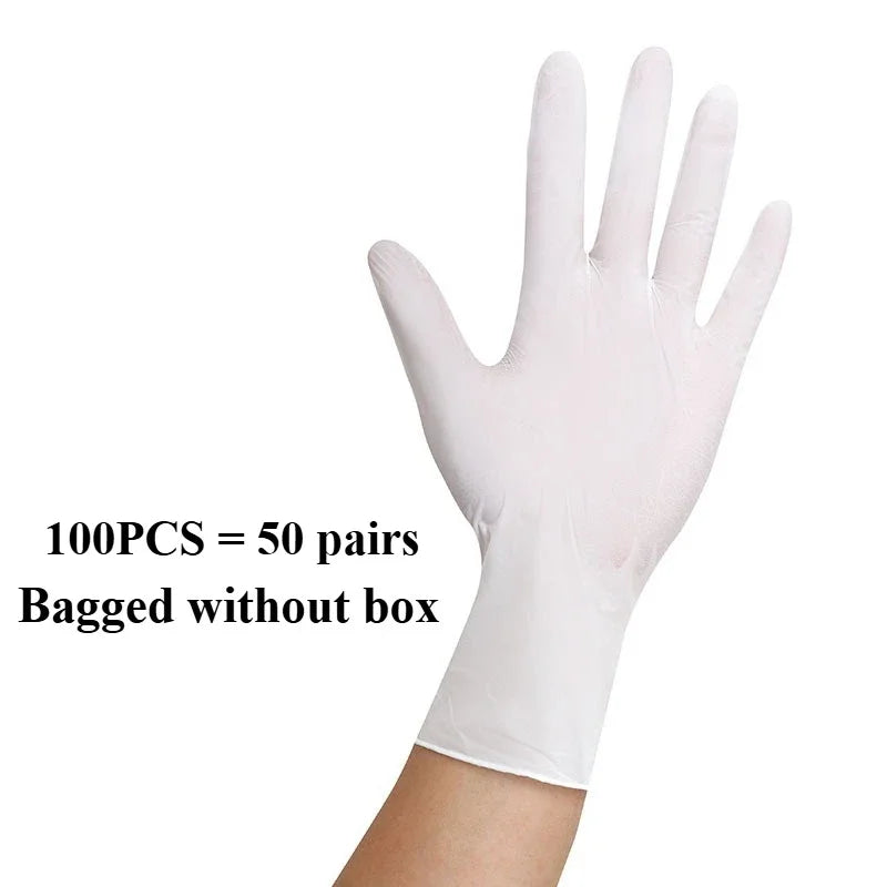 10-100PCS White Nitrile Disposable Gloves,Latex Free,Powder,Household Gloves for Cooking Food Safe Cleaning Work Glove