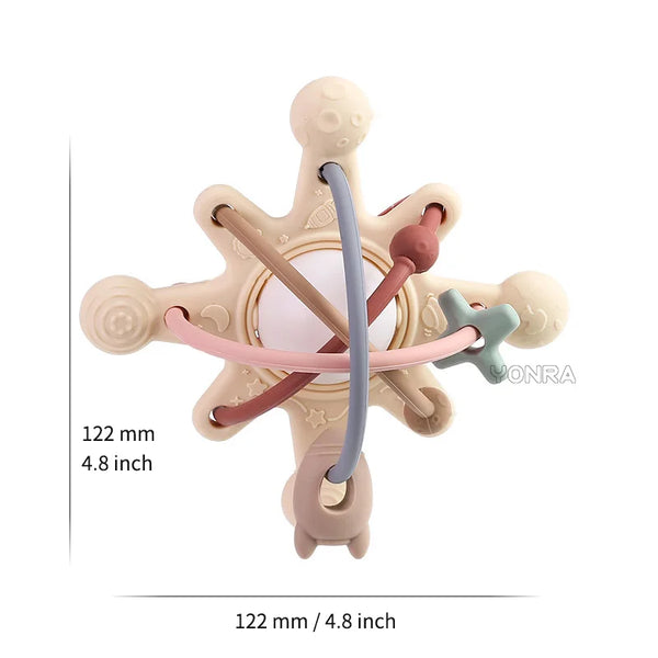 Rattle & Sensory Teether Bed Bell – Silicone Montessori Baby Toy for Newborns, 0-36 Months, Development & Gift